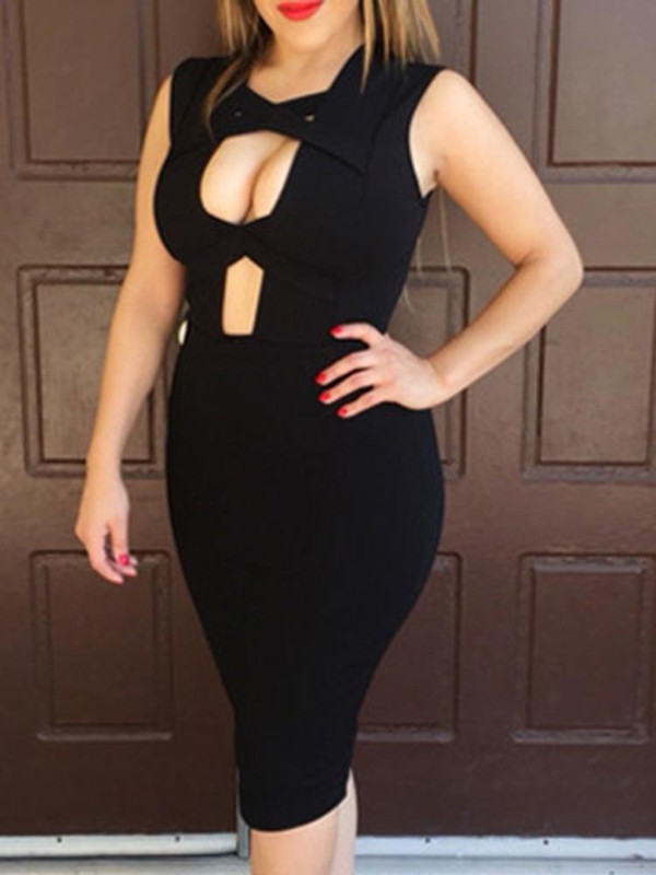 Frauen Sexy Black Nightclub Kleider Slim Fit Clubwear Bodycon Kleid Ärmelloses Hüfte Paket Kleid