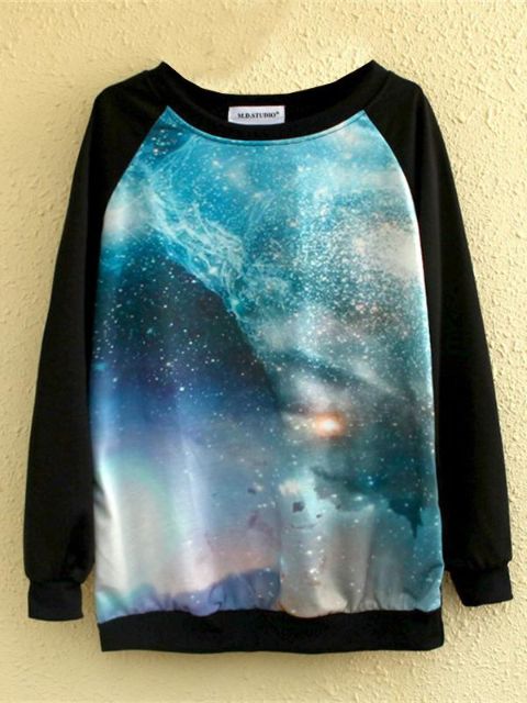 Mode femmes 3D univers impression sweat Harajuku hip-hop à capuche décontracté col rond pull haut