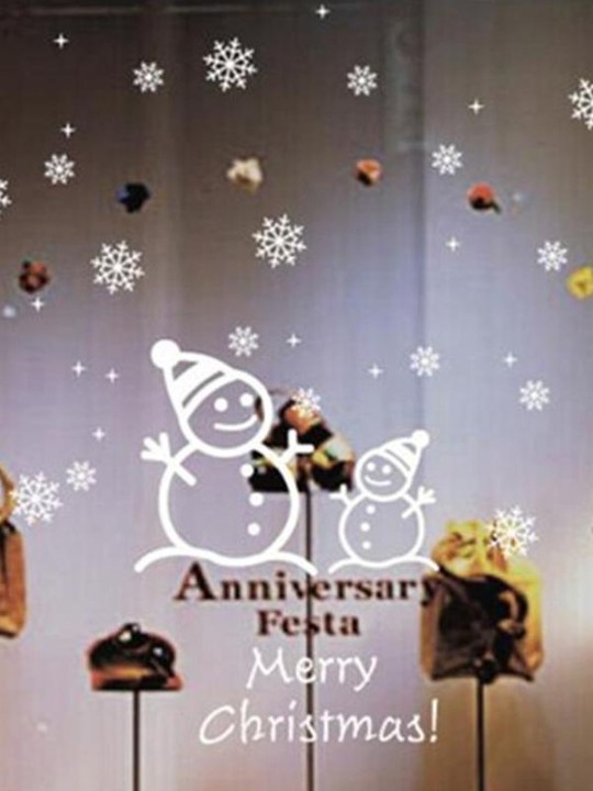 Décoration de noël neige cadeau arbre de noël bonhomme de neige flocon de neige toile de fond autocollants mur fenêtre autocollants