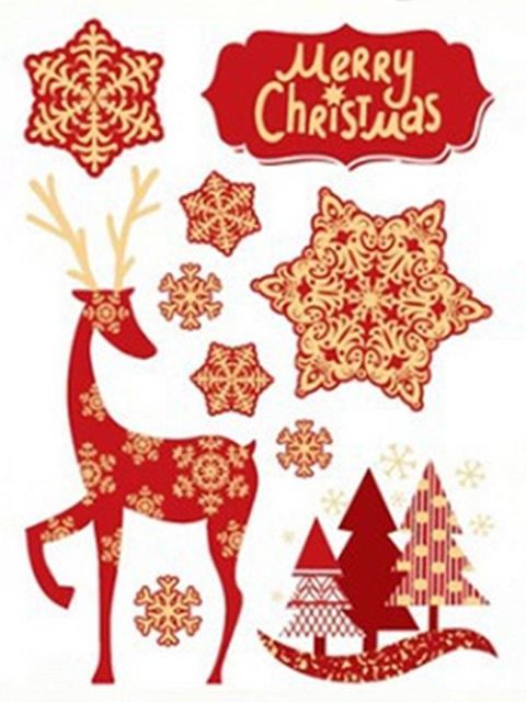 Juleboligdekoration Hjortestrømper Snefnug Aftagelige klistermærker Vægvinduesklistermærker