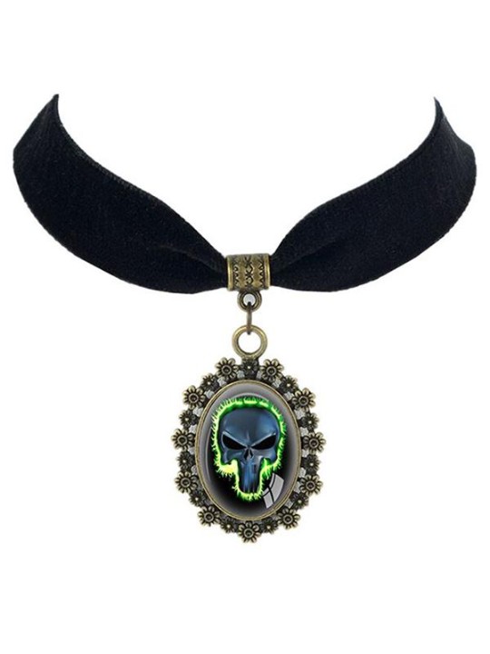 Mode Anhänger Halskette The Punisher Halskette Black Velvet Choker