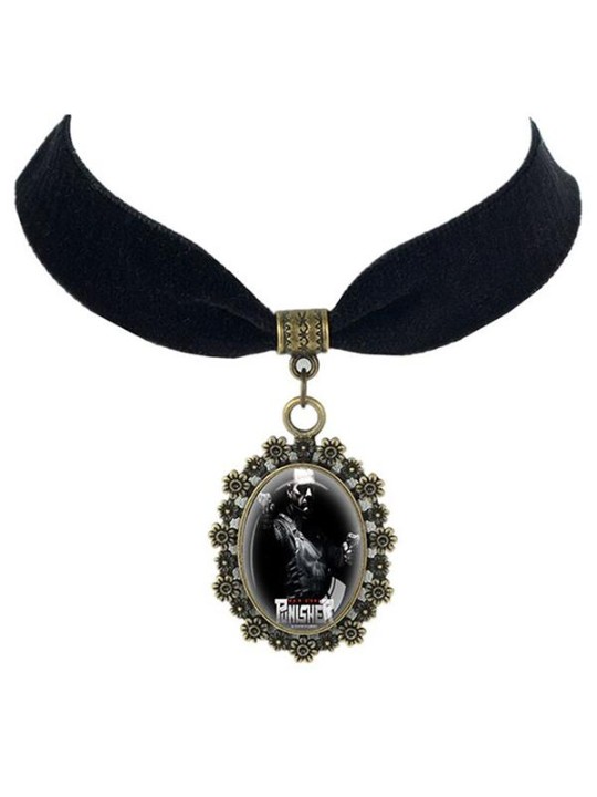 Mode Anhänger Halskette The Punisher Halskette Black Velvet Choker