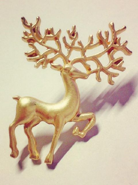 Ny Mode Kreativ Punk Guld Sølv Hjortehatte Tasker Tøj Tilbehør Broche