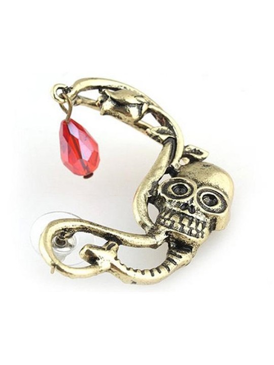 Women's Fashion New Personality Punk Style Skull Rhinestone Ear Clip Ear Stud Earrings