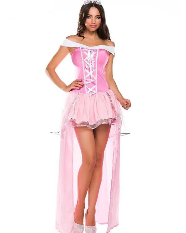 Deluxe Beauty Princess Fairytale Costume Long Dress Crown Fancy Party Halloween Cosplay