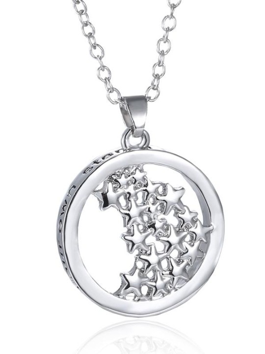 Unisex mode rund ihålig stjärna Drop kedja hänge halsband Smycken Tillbehör Presenter