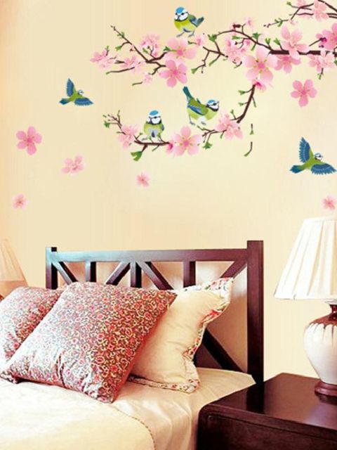 Romantische Peach Blossom Und Swallow PVC Abnehmbare Zimmer Aufkleber Kunst DIY Wandaufkleber Wohnkultur Heißer Verkauf Beliebte Aufkleber