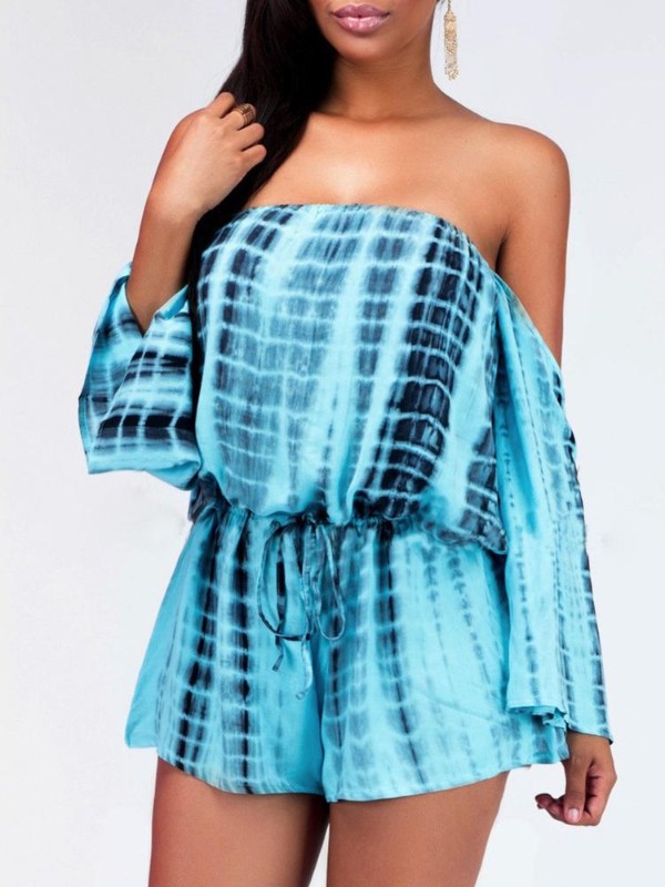 Sommer Sexet Stropløs Off Shouler Casual Jumpsuit Langærmet Korte Bukser Romper