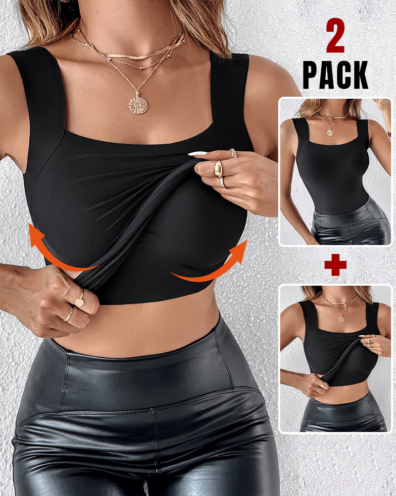 ChicMe ContourX 2-teiliges Shapewear-Tanktop mit U-Ausschnitt und integriertem BH, hochelastisch, ärmellos, schmale Passform, Tops, Camisole