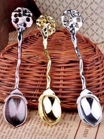 Mode Lotus Forme Royal Luxury Vintage Palace Sculpté Café Thé Mini Crème Glacée Cuillère