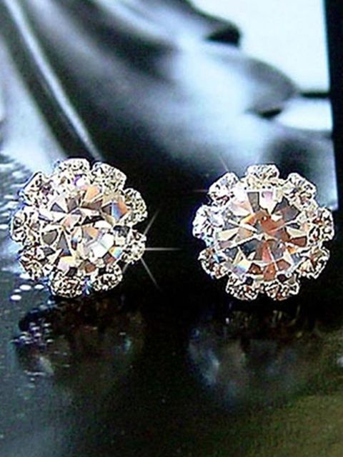 Kvinnors nya mode Mousserande solblomma örhängen Rhinestone OL Modeörhängen