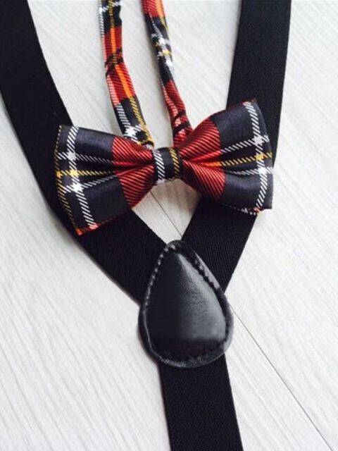 Children Kids Boy Girls Clip-on Suspenders Elastic Adjustable Braces+Classic Bow Tie