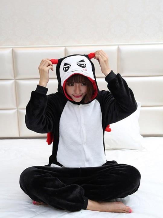Mignon dessin animé Animal diable pyjamas hiver printemps automne Couple vêtements de nuit Cosplay adulte unisexe pyjamas