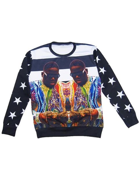 Unisex Fall Fashion Impresión Digital Crewneck Sudaderas Pullovers Outwear Stitching Tops de manga larga