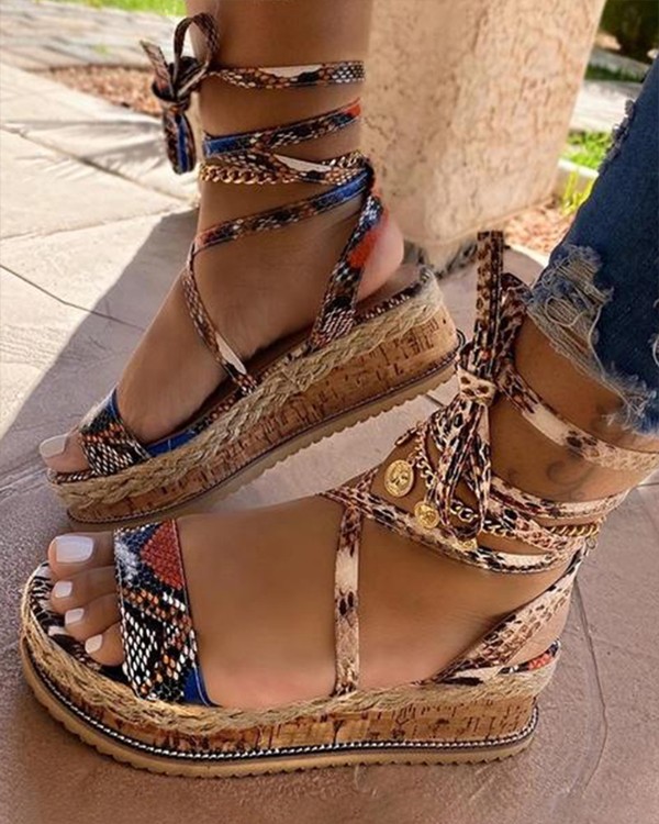 Snakeskin hot sale espadrille wedge