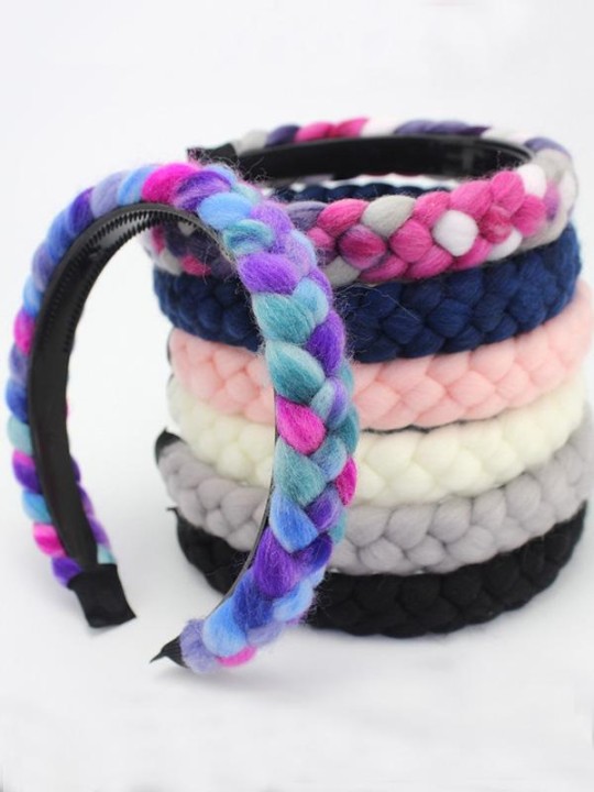 Mode Stickad ull Huvudband Pannband Hårband Varm Varm Handgjord huvudbonad Hårnål