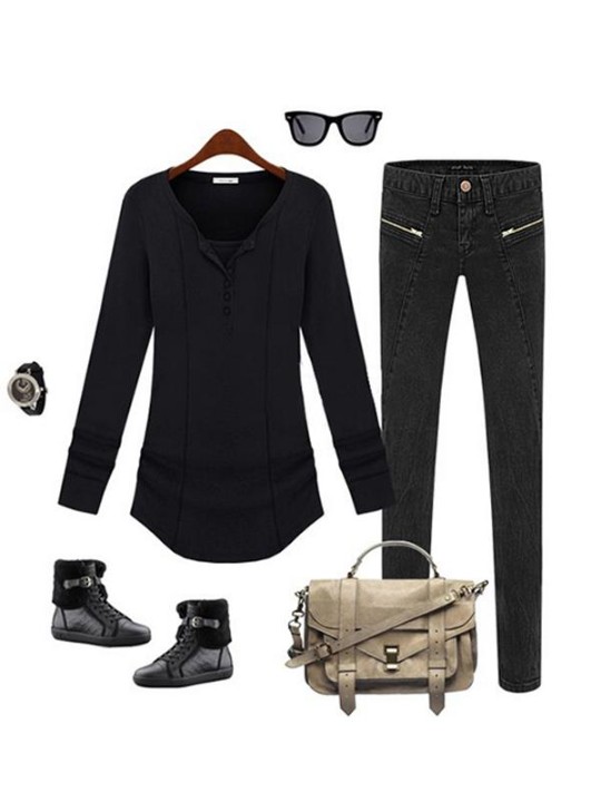 Women's Hot Fashion Simple Design Round Neck Warm Sweaters Top Coat Outwear