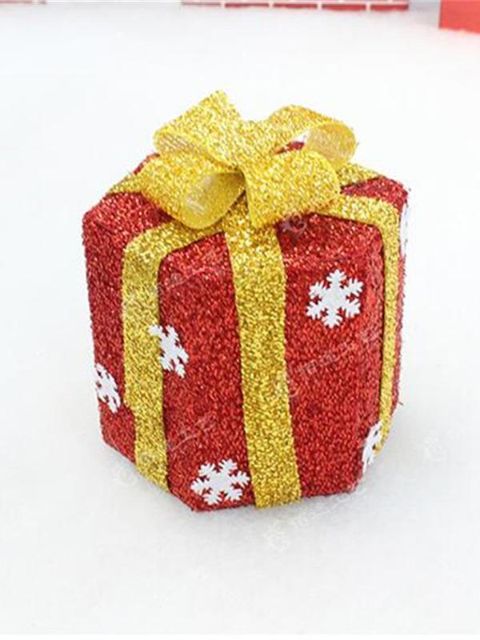 Taitettava lumipainettu joululahjarasia Kolmiulotteinen kvartettilahjapakkaus (20cm)