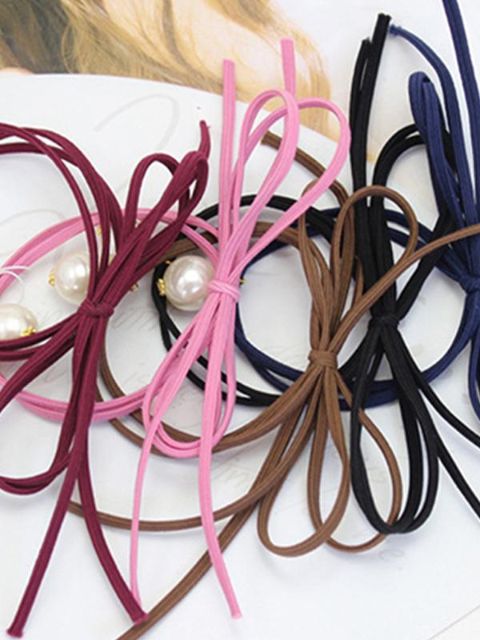 Bowknot Hårringe Hårbånd til kvinders hårtilbehør Høje elastiske hårreb Dobbeltstrenget pandebånd