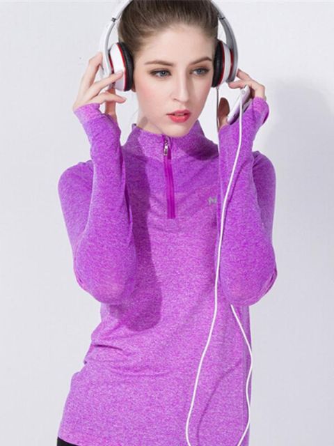 Sudaderas de lana para mujer Chaqueta transpirable Deportes Thermal Lady manga larga Outwear jerseys de media cremallera blusa