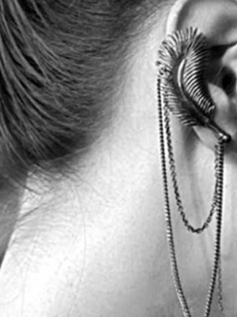 Nýir Simple Street Style Feather Tassel Long Ear Clip Eyrnalokkar