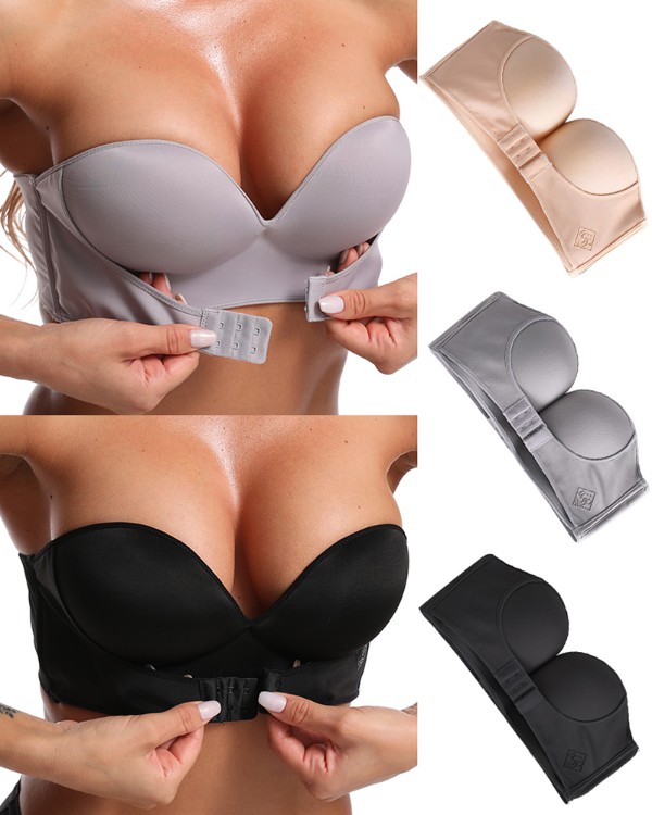 Strapless Push Up Front Closure Bralette
