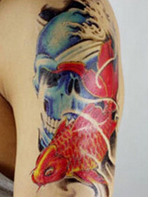 Festival 3D Fisch Muster Beauty Print Wasserdichte Tattoo Aufkleber Decals Temporäre Tätowierung