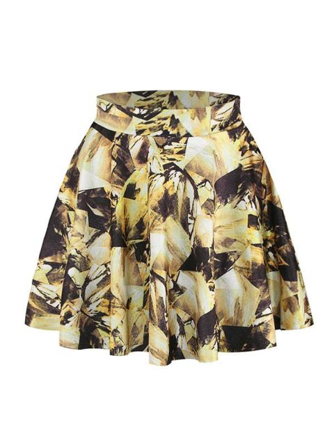 Tískumálun kvenna Stafræn prentun Há midjakjólar Flared Skater Mini pils