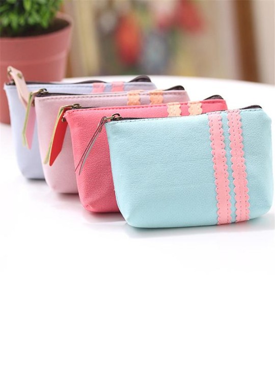 Casual Canvas Candy Color Clutch Wallet Coin Purse