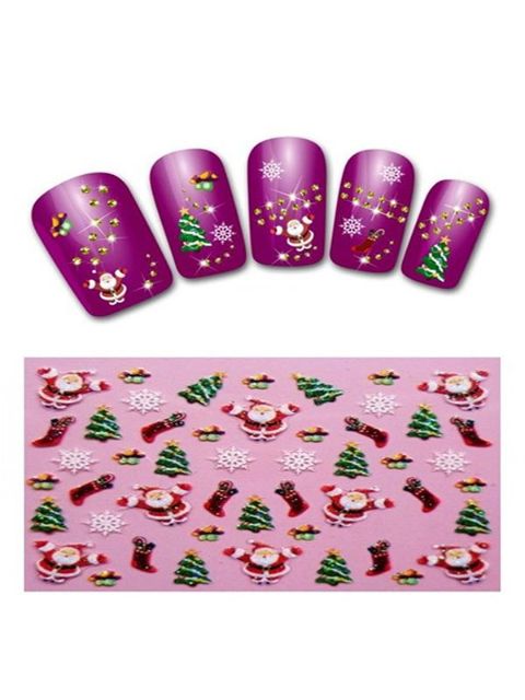 New Nail Art Stickers Decal Árvore De Natal / Papai Noel / Botas de Neve / Sinos / Flocos De Neve 3D Etiqueta Do Prego Manicure Francês DIY Ferramentas