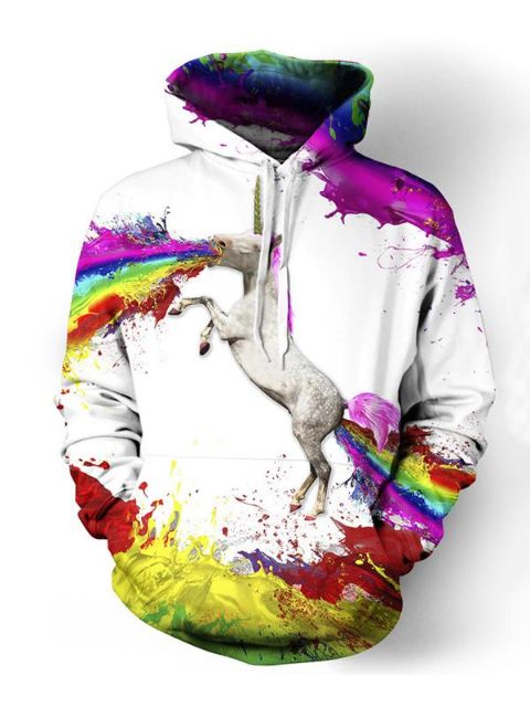 2015 Autumn Winter Unisex Long Sleeve Horse Animal Pattern Hoodies Pullovers Outwear