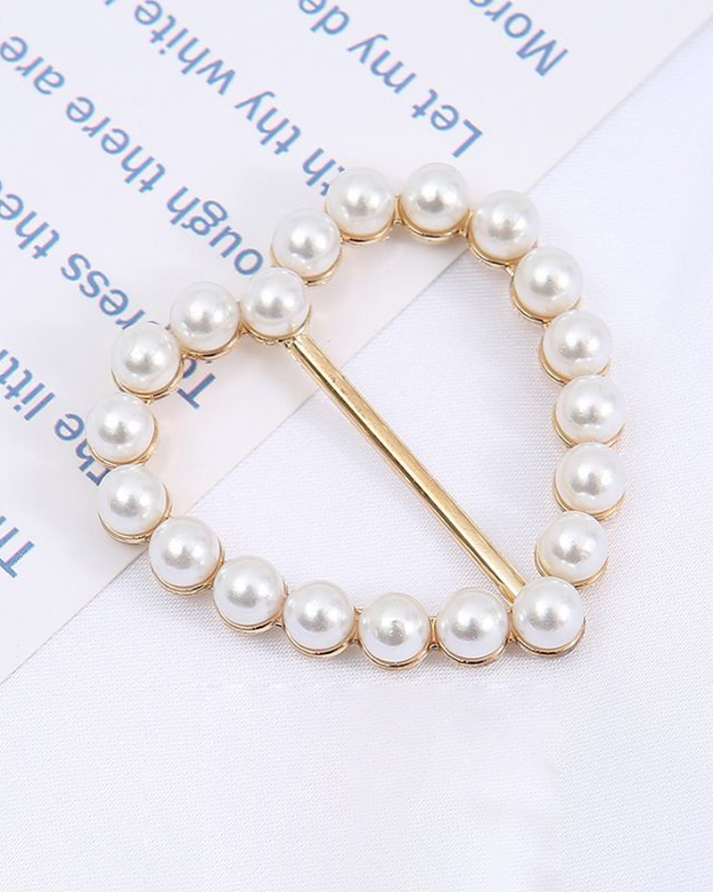 1pc Rhinestone Hollow Out Heart Shaped Scarf Clip Waist Buckle Clip T-Shirt Tie Pin