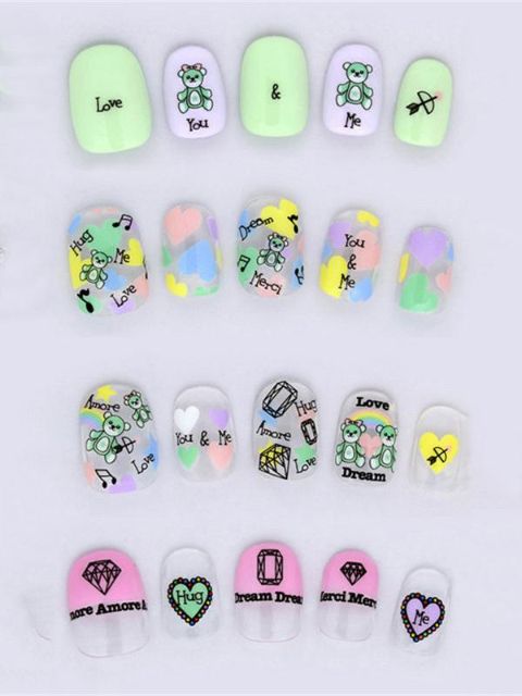 Women's Watermark Cute Cartoon Diamond Bear DIY  Sticker Nail Art Decals Nails Wraps  Nail Tools Manicure