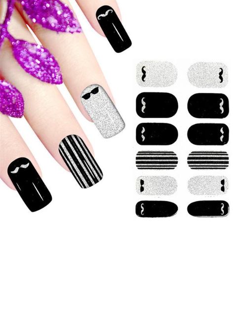 Uusi leikkisä viikset Naisten tee-se-itse-tarra Nail Art Decals Nails Wraps Kynsityökalut Manikyyri