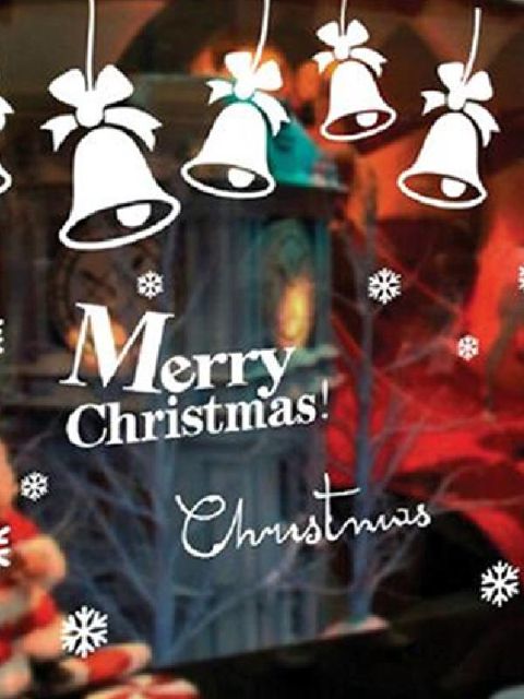 Christmas Gift Adornment No Glue Static Film Santa Claus Snow Bell Window Sticker Soft Sticker Glazed Tile Stickers