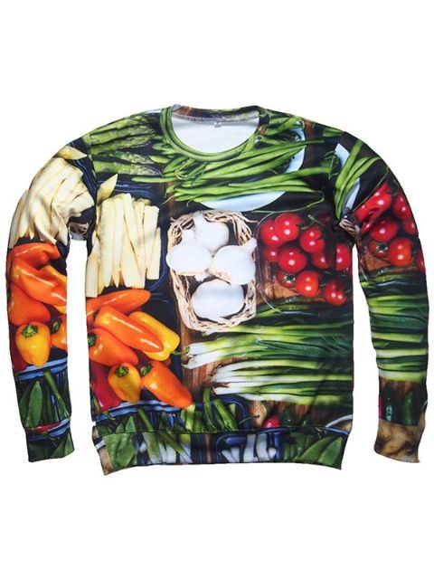 Pitkähihainen räätälöity vihannespainatus Plus-kokoinen talvisyksyinen muoti topit collegepaidat