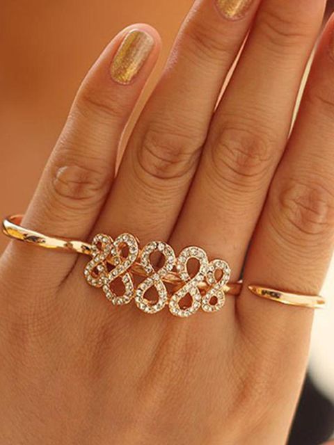 Anillo de dedo doble de diseño de moda nueva personalidad diamante &quot;8&quot;