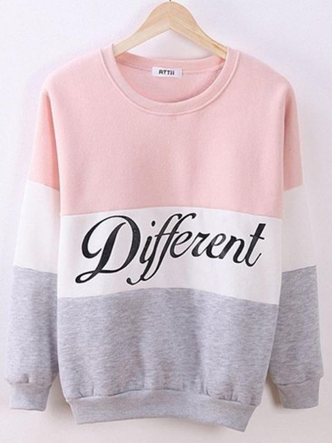 2015 naisten syksy- ja talvimuodin collegepaita &quot;erilainen&quot; painatus pitkähihaiset villapaita rento toppi