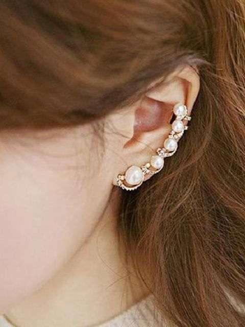 Ny personlighet Lovely Pearls Ear Clip Ear Earrings