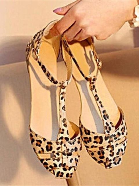Fashion Lady Women's Summer Sandals Shoes Leopard Flat Heel Flip Flops