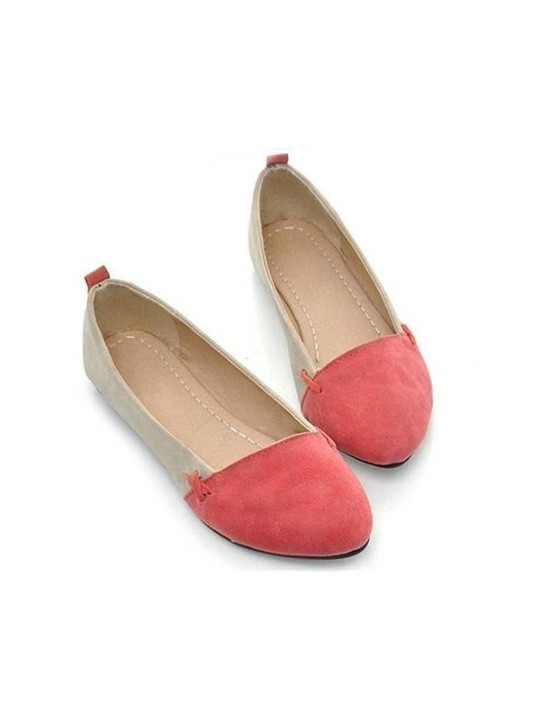 Women Ballet Slip-on Pointed Toe Matte PU Suede Low Heel Flat Shoes