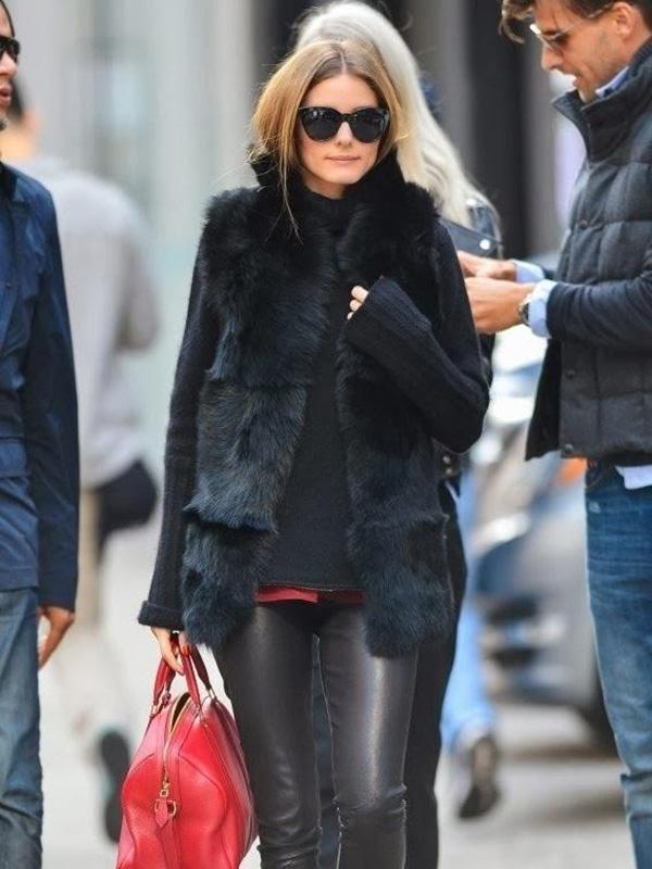 Kändisinspirerat mode Chic svart fuskpäls Varm varm damväst Jackor &amp; rockar