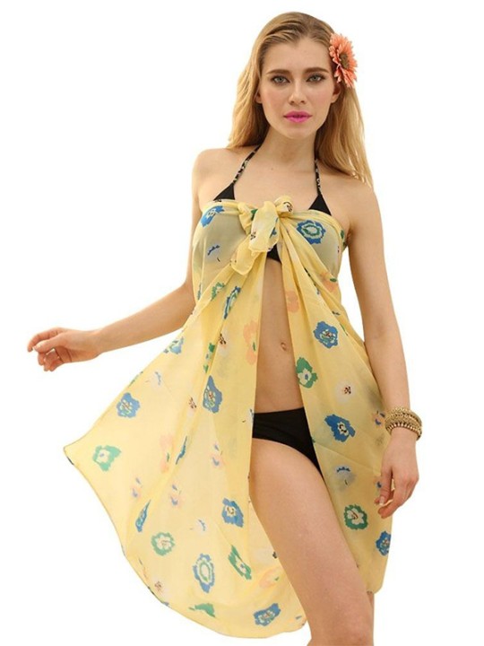 Summer Fashion Floral Print Wrap Pareo Dress Sarong Beach Bikini Swimwear Cover Ups Scarf