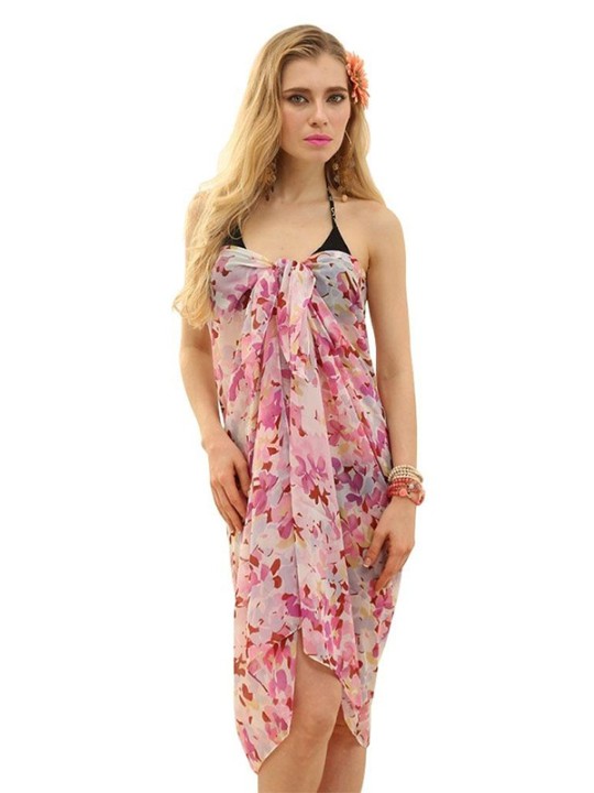 Sommarmode Blommatryck Wrap Pareo Dress Sarong Beach Bikini Badkläder Cover Ups Scarf