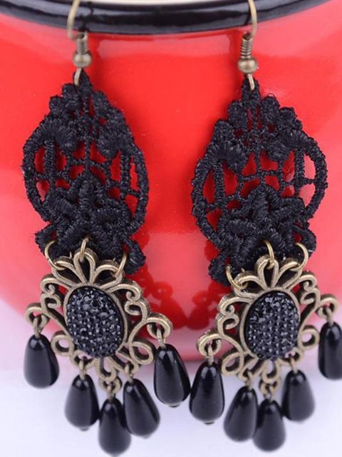 Kvinnor hänge pärlor legering viktoriansk Steampunk stil gotisk spets lång dinglar örhänge