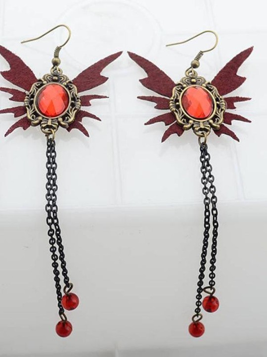 Kvinnor Hänge Pärlor Legering viktoriansk Steampunk Style Gothic Bat Vampire Long Dingle Örhänge