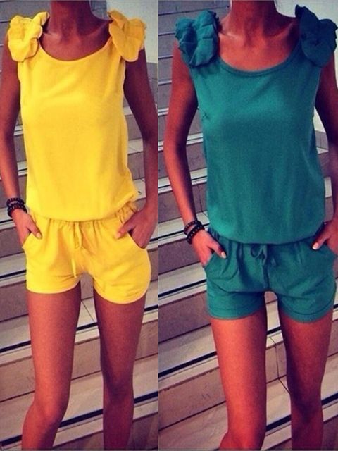 Dam Mode Rundhals Ärmlös Sommar Casual 2 stycken kostymklänning