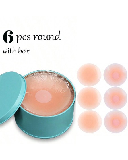 3Pairs/6PCS With Box, Nude Feeling, Silicone Breast Lift Tape, Anti-slip, Strapless And Reusable Women Breast Invisibility Cover, Silicone Nipple Cover