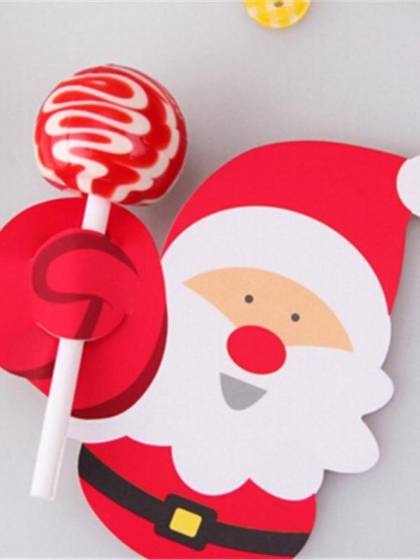 50 Pcs 7.9cm*7.1cm Cute Xmas Lollipop Lolly Pop Holder Tag Christmas Cake Pop Decor Gift Card