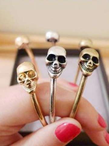 Fashion Alloy Unisex Bracelet Skull Punk Style Open Bangle Jewelry